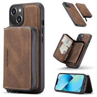For iPhone 15 Plus JEEHOOD Magnetic Zipper Wallet Leather Phone Case(Brown)
