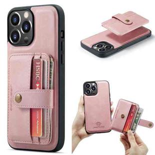 For iPhone 15 Pro Max JEEHOOD RFID Blocking Anti-Theft Magnetic PU Phone Case(Pink)