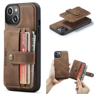 For iPhone 15 Plus JEEHOOD RFID Blocking Anti-Theft Magnetic PU Phone Case(Brown)