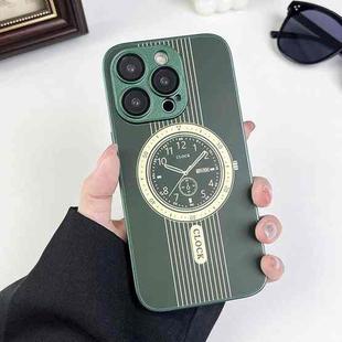 For iPhone 15 Pro Clock Pattern Magnetic Lens Protection Phone Case(Green)