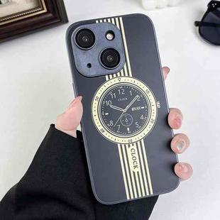 For iPhone 15 Clock Pattern Magnetic Lens Protection Phone Case(Black)