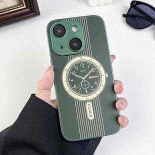 For iPhone 15 Clock Pattern Magnetic Lens Protection Phone Case(Green)