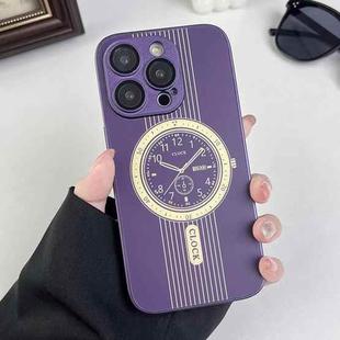 For iPhone 14 Pro Clock Pattern Magnetic Lens Protection Phone Case(Purple)