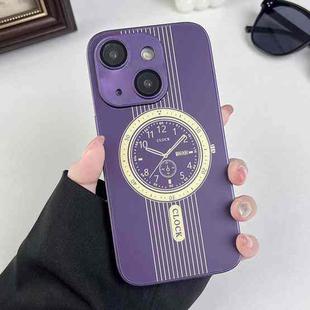 For iPhone 13 Clock Pattern Magnetic Lens Protection Phone Case(Purple)