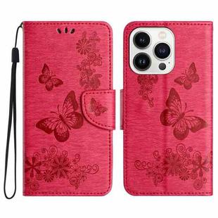 For iPhone 16 Pro Butterfly Embossed Flip Leather Phone Case(Red)