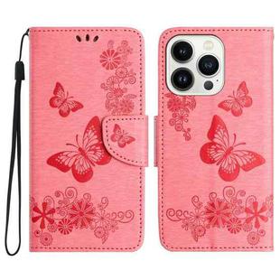 For iPhone 16 Pro Butterfly Embossed Flip Leather Phone Case(Pink)