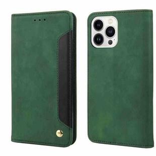 For iPhone 15 Pro Max Skin Feel Splicing Leather Phone Case(Green)