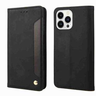 For iPhone 15 Pro Max Skin Feel Splicing Leather Phone Case(Black)