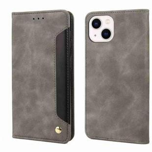 For iPhone 15 Plus Skin Feel Splicing Leather Phone Case(Grey)