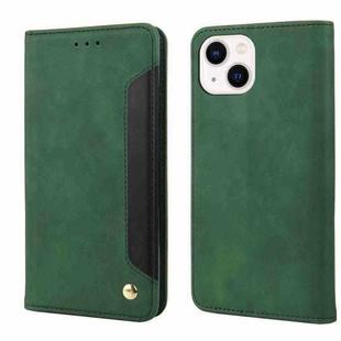 For iPhone 15 Skin Feel Splicing Leather Phone Case(Green)