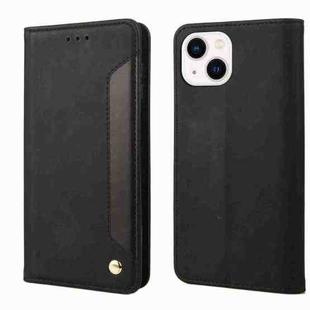 For iPhone 15 Skin Feel Splicing Leather Phone Case(Black)