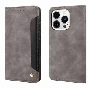 For iPhone 16 Pro Max Skin Feel Splicing Leather Phone Case(Grey)