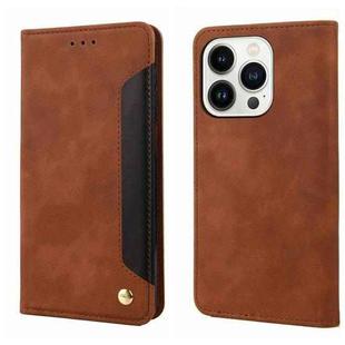 For iPhone 16 Pro Max Skin Feel Splicing Leather Phone Case(Brown)