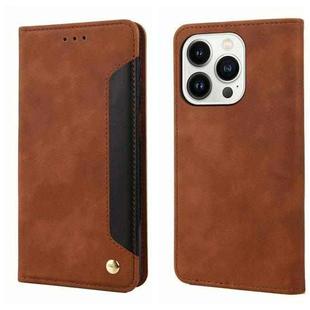 For iPhone 16 Pro Skin Feel Splicing Leather Phone Case(Brown)