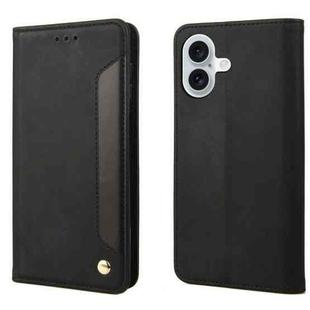 For iPhone 16 Plus Skin Feel Splicing Leather Phone Case(Black)