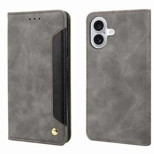 For iPhone 16 Skin Feel Splicing Leather Phone Case(Grey)