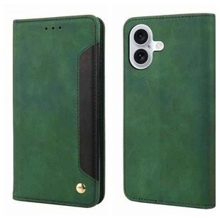 For iPhone 16 Skin Feel Splicing Leather Phone Case(Green)