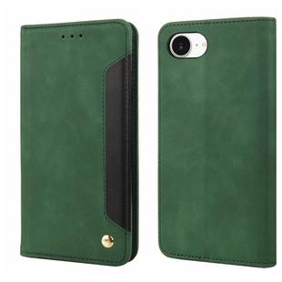 For iPhone 16e Skin Feel Splicing Leather Phone Case(Green)
