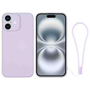 For iPhone 16 Plus Silicone Phone Case with Wrist Strap(Light Purple)