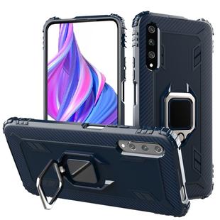 For Huawei P30 Carbon Fiber Protective Case with 360 Degree Rotating Ring Holder(Blue)