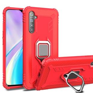 For Huawei P30 Pro Carbon Fiber Protective Case with 360 Degree Rotating Ring Holder(Red)