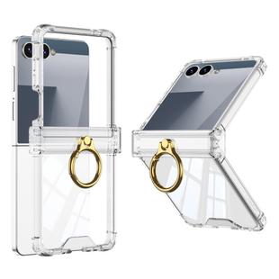 For Samsung Galaxy Z Flip7 5G Gkk Airbag Hinge Silicone Phone Case with Ring Holder(Transparent)