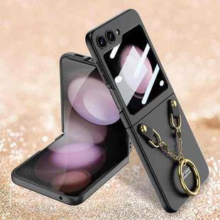 For Samsung Galaxy Z Flip5 GKK Integrated Necklace Hinged Flip Phone Case with Ring Holder(Black)