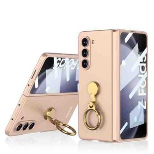 For Samsung Galaxy Z Fold5 GKK Ultra-thin Triaxial Ring Holder PC Phone Case(Misty Gold)