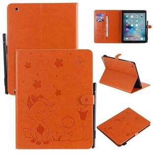 For iPad 4 / 3 / 2 Cat Bee Embossing Pattern Horizontal Flip Leather Case with Holder & Card Slots & Wallet & Pen Slot & Wake-up / Sleep Function(Orange)
