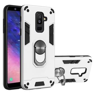 For Samsung Galaxy A6+ (2018) 2 in 1 Armour Series PC + TPU Protective Case with Ring Holder(Silver)