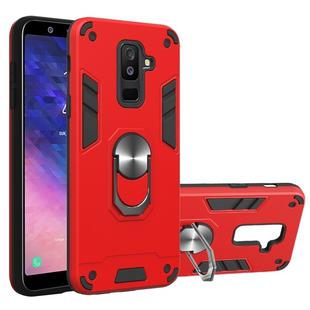 For Samsung Galaxy A6+ (2018) 2 in 1 Armour Series PC + TPU Protective Case with Ring Holder(Red)