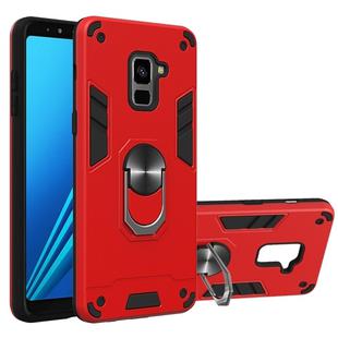 For Samsung Galaxy A8+ (2018) 2 in 1 Armour Series PC + TPU Protective Case with Ring Holder(Red)