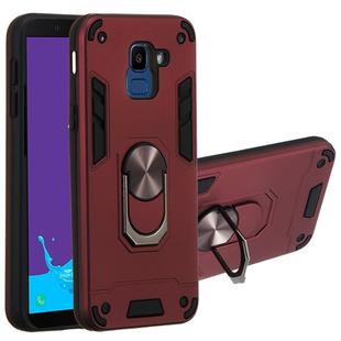 For Samsung Galaxy J6 (2018) 2 in 1 Armour Series PC + TPU Protective Case with Ring Holder(Wine Red)