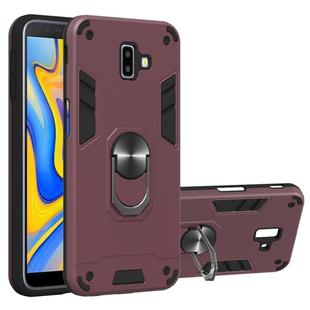 For Samsung Galaxy J6+ 2 in 1 Armour Series PC + TPU Protective Case with Ring Holder(Wine Red)