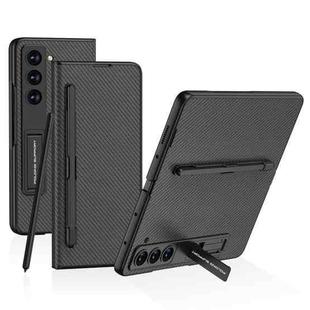 For Samsung Galaxy Z Fold5 GKK Flip Leather All-Inclusive Phone Case with Pen Holder(Carbon Fiber)