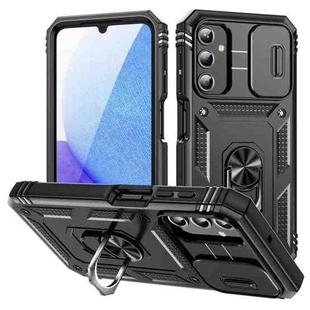 For Samsung Galaxy A25 5G Sliding Camshield TPU + PC Phone Case with Holder(Black)