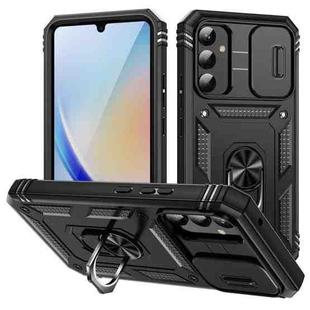 For Samsung Galaxy A34 Sliding Camshield TPU + PC Phone Case with Holder(Black)