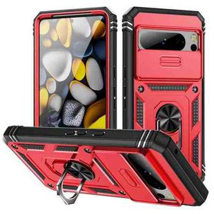 For Google Pixel 8 Sliding Camshield TPU + PC Phone Case with Holder(Red+Black)