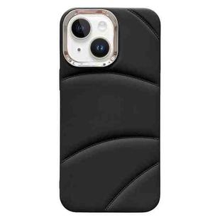 For iPhone 15 Plus Electroplating Liquid Down Jacket TPU Phone Case(Black)