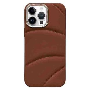 For iPhone 14 Pro Max Electroplating Liquid Down Jacket TPU Phone Case(Brown)