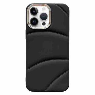 For iPhone 13 Pro Max Electroplating Liquid Down Jacket TPU Phone Case(Black)