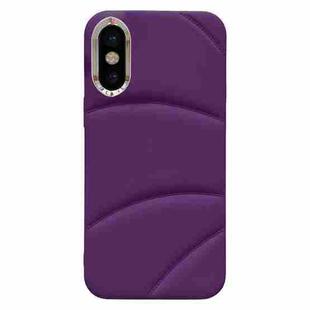 For iPhone XS / X Electroplating Liquid Down Jacket TPU Phone Case(Dark Purple)
