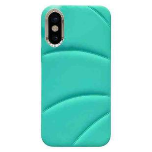 For iPhone XS / X Electroplating Liquid Down Jacket TPU Phone Case(Sky Blue)