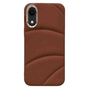 For iPhone XR Electroplating Liquid Down Jacket TPU Phone Case(Brown)