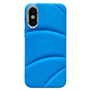 For iPhone XS Max Electroplating Liquid Down Jacket TPU Phone Case(Blue)
