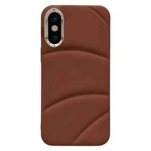 For iPhone XS Max Electroplating Liquid Down Jacket TPU Phone Case(Brown)