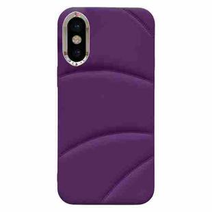 For iPhone XS Max Electroplating Liquid Down Jacket TPU Phone Case(Dark Purple)