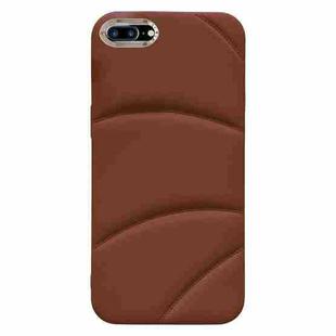 For iPhone 8 Plus / 7 Plus Electroplating Liquid Down Jacket TPU Phone Case(Brown)