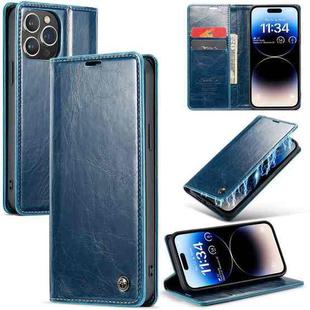 For iPhone 15 Pro Max CaseMe 003 Crazy Horse Texture Leather Phone Case(Blue)