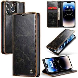 For iPhone 15 Pro Max CaseMe 003 Crazy Horse Texture Leather Phone Case(Coffee)